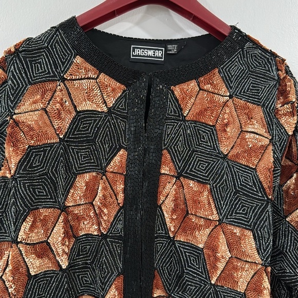 Vintage beaded jagswear silk long length hook and eye evening jacket - Picture 2 of 7